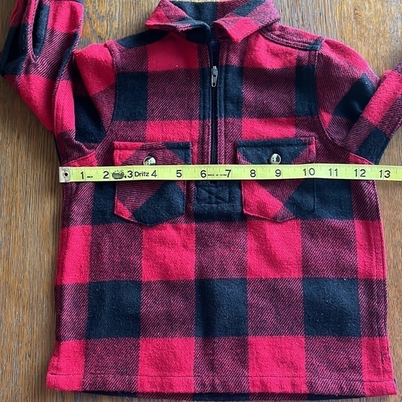 Lil Hickory 3/4 zip pullover buffalo red and black plaid 18 months front pockets - Picture 6 of 12